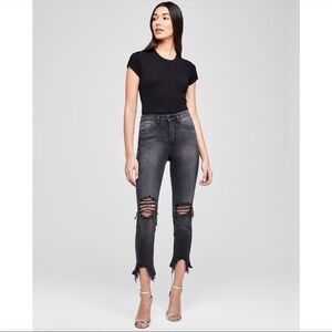 L'AGENCE High Line Skinny High Rise Jeans in Nighttime Destruct Size 26